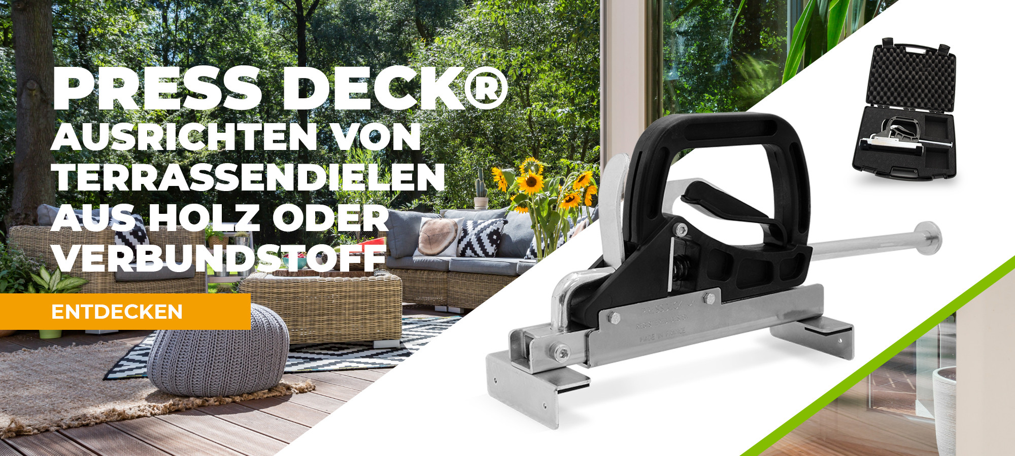 EDMA PRESS DECK - Ausrichten von Terrassendielen aus Holz oder Verbundstoff